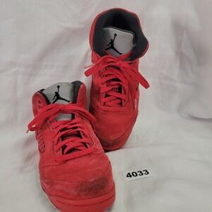 Air Jordan 5 Retro Red Suede Youth Sneakers Size 3Y 440889 602